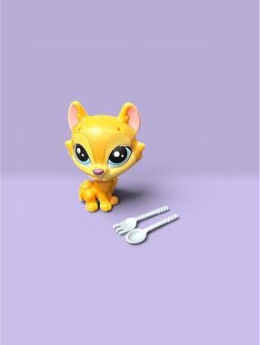 Littlest Pet Shop LPS Hansamu Inu Dog #81 & Spoon and Fork Accessory.